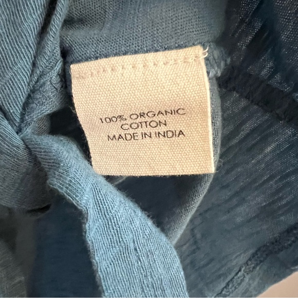 Synergy Organic Clothing Top Short Sleeve Tie Knot Detail Teal Sz XL * Hole - Picture 11 of 11